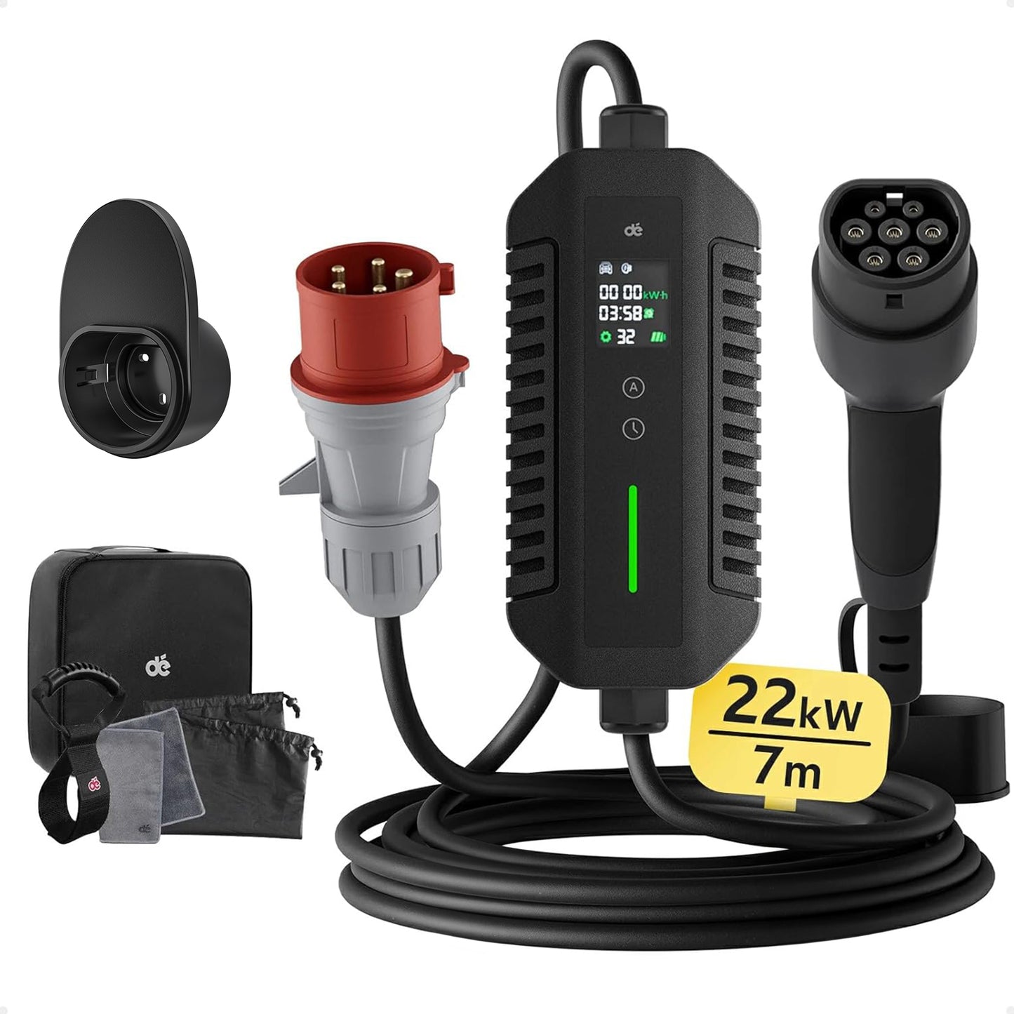 EU Fast Portable EV Charger CEE Plug 22 kW