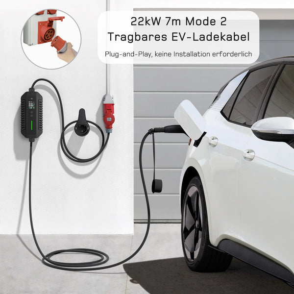 Tragbares EU-Schnellladegerät für Elektrofahrzeuge (CEE-Stecker) 22 kW